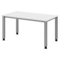 SCHREIBTISCH Serie-Q 80/140/74 cm in Weiß/Silberfarben - Silberfarben/Weiß, Holzwerkstoff (80/140/74cm) - bümö