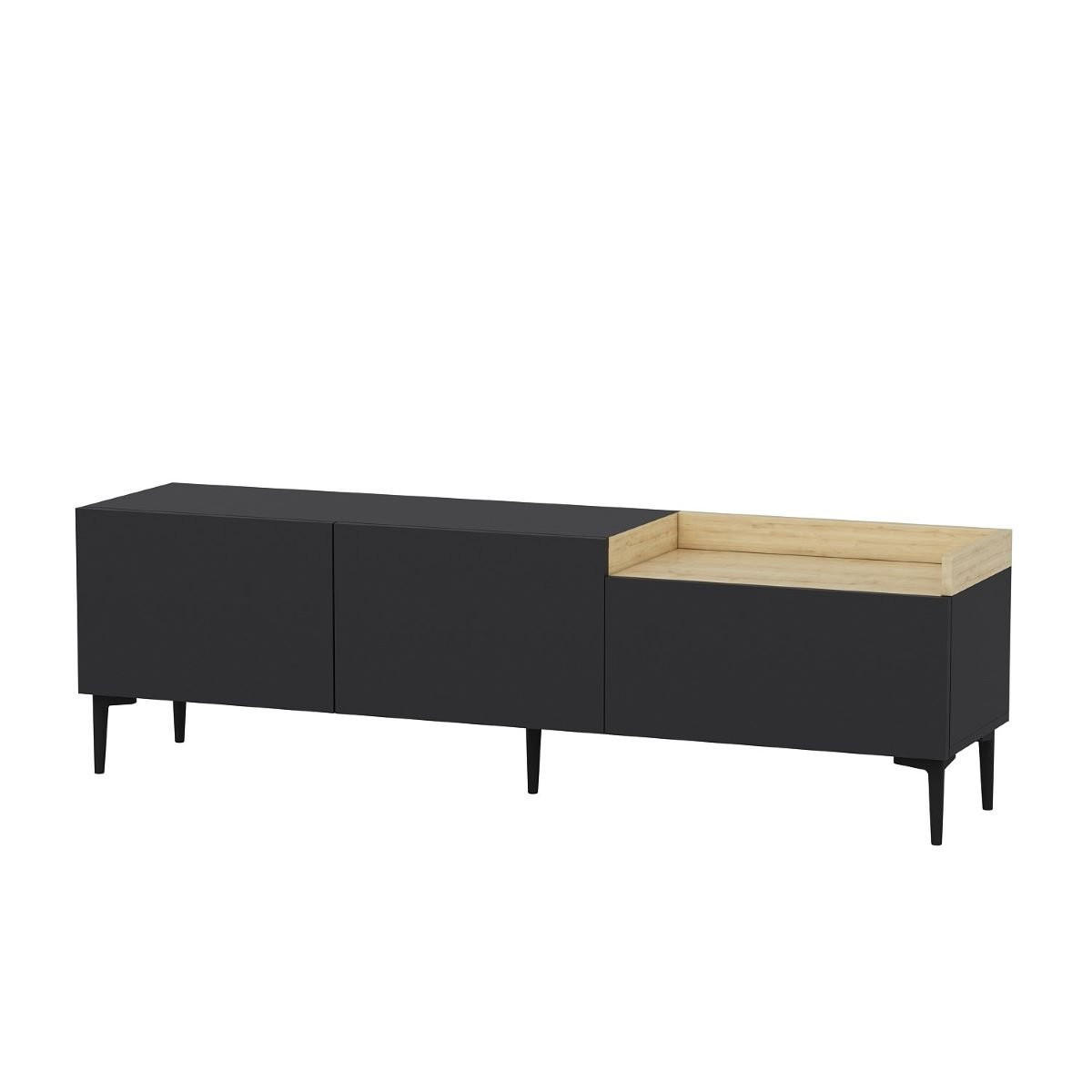 TV-MÖBEL 3 Türen anthrazitgrau L160 cm - Mia - Anthrazit, Holzwerkstoff (37/48/160cm) - Calicosy