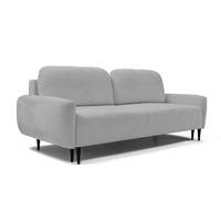 SOFA BOHO Mit Schlaffunktion Und Bettkasten, Wellenfederung, PUR-Schaum, Holzfüße, lose Rückenkissen, freistehend, 244x102x92 cm Grey - Grau, Holz/Textil (244/92/102cm) - DomoHome