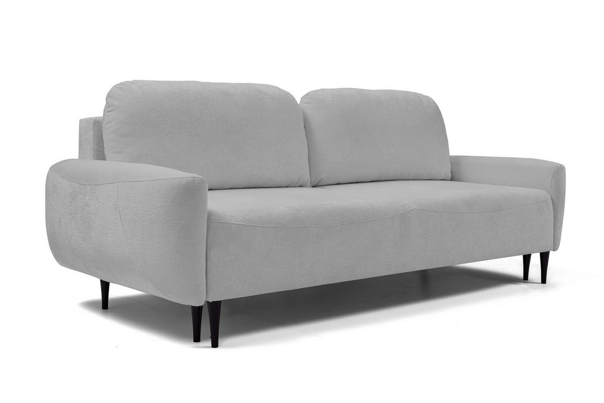 SOFA BOHO Mit Schlaffunktion Und Bettkasten, Wellenfederung, PUR-Schaum, Holzfüße, lose Rückenkissen, freistehend, 244x102x92 cm Grey - Grau, Holz/Textil (244/92/102cm) - DomoHome