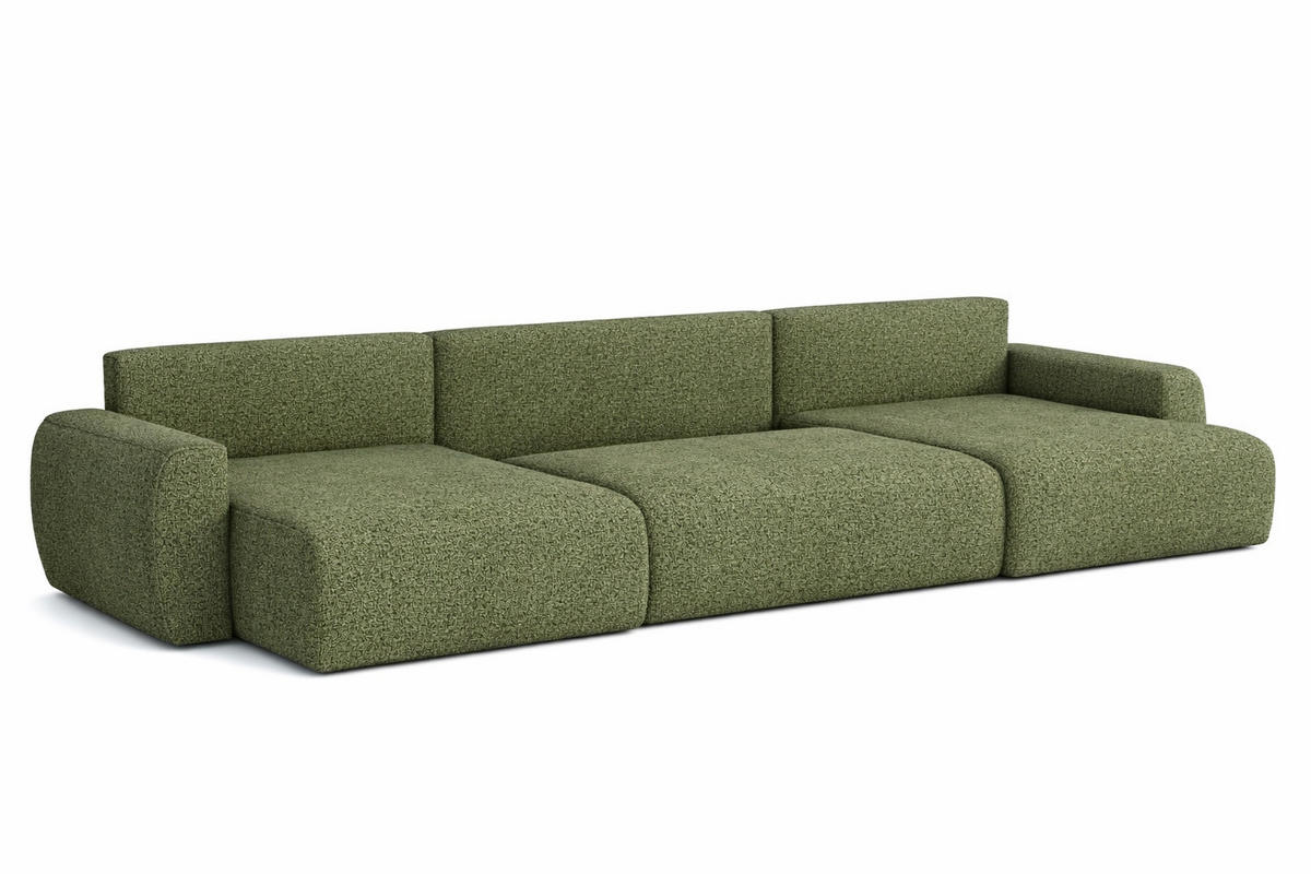 ECKSOFA Mit Schlaffunktion Und Bettkasten U-Form Ariel U, Chenille-Stoff Artico, Moss - Hellgrün, Holz (342/142cm) - Kaiser Möbel