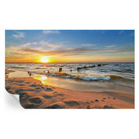 FOTOTAPETE 416x254 cm - Sonnenuntergang am Strand - Gelb, Textil (416/254cm) - Wallfluent