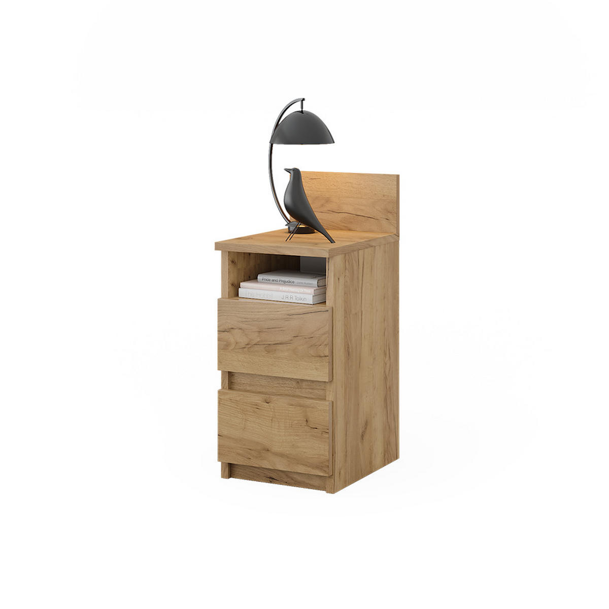 NACHTTISCH Monty Goldkraft Eiche 25 x 59.1 cm mit 2 Schubladen - Eiche Wotan, Holzwerkstoff (25/59.1/32.3cm) - Vicco
