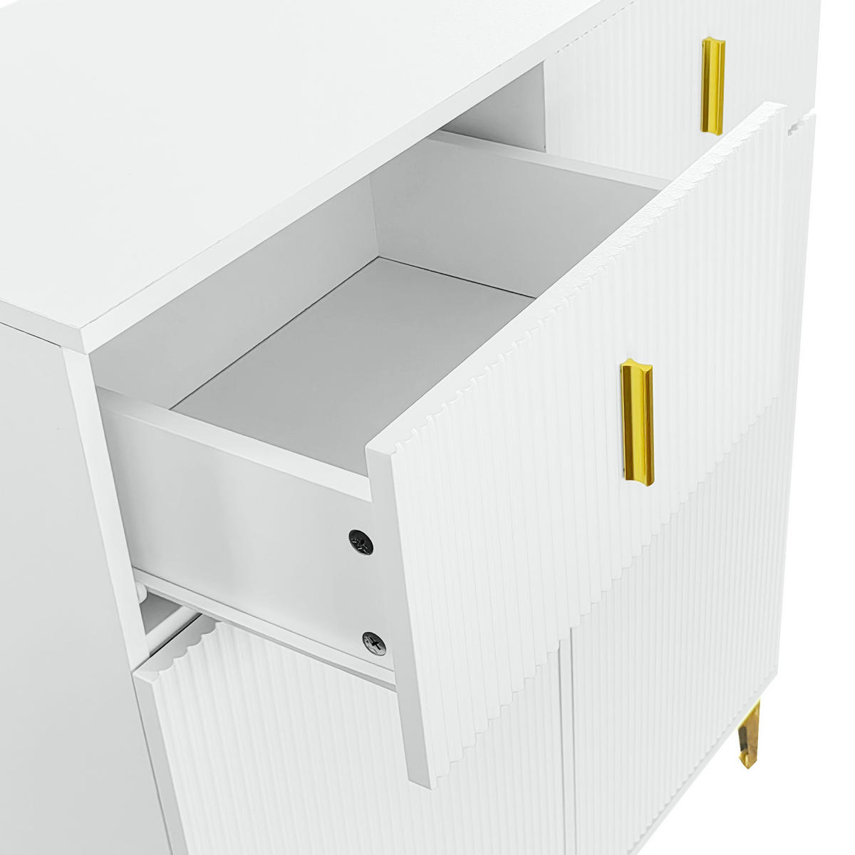 SCHUHSCHRANK aus Spanplatte 83x35x101cm in Weiß mit 2 Schubladen & 2 Türen - Weiß, Holzwerkstoff (83/101/35cm) - Modfu