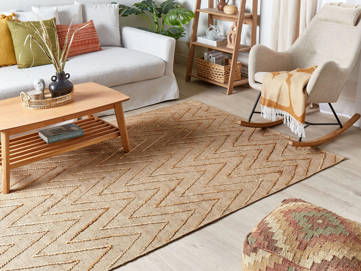 TEPPICH geflochten Daday 230/160 cm - Beige, Naturmaterialien (160/230cm) - Beliani