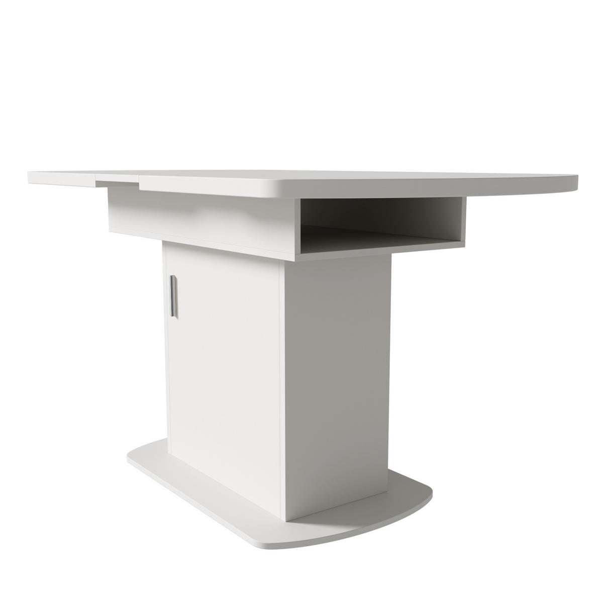ESSTISCH 110-130/70/75 cm ausziehbar mit Stauraum und Schrankfächern, Spanplatte/Metall, Weiß/Silber - Weiß, Holzwerkstoff (130/70/75cm) - Redom