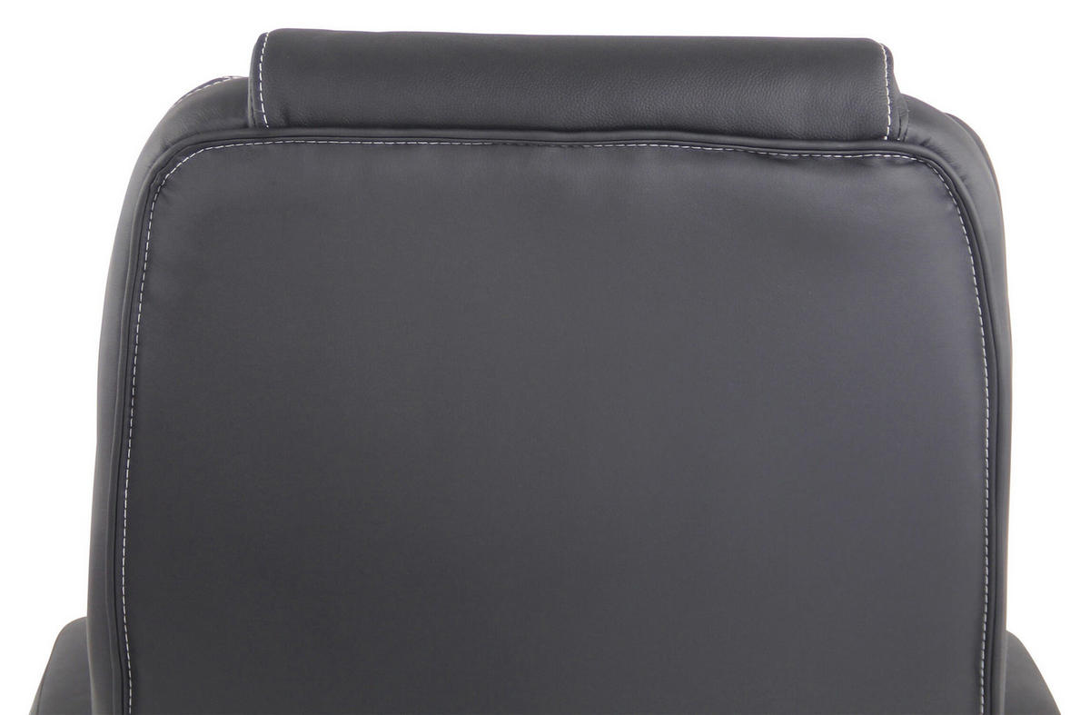 BÜROSTUHL Pacira, Echtleder mit Massagefunktion Schwarz - Schwarz, Leder/Metall (68/127/64cm) - TPFLiving