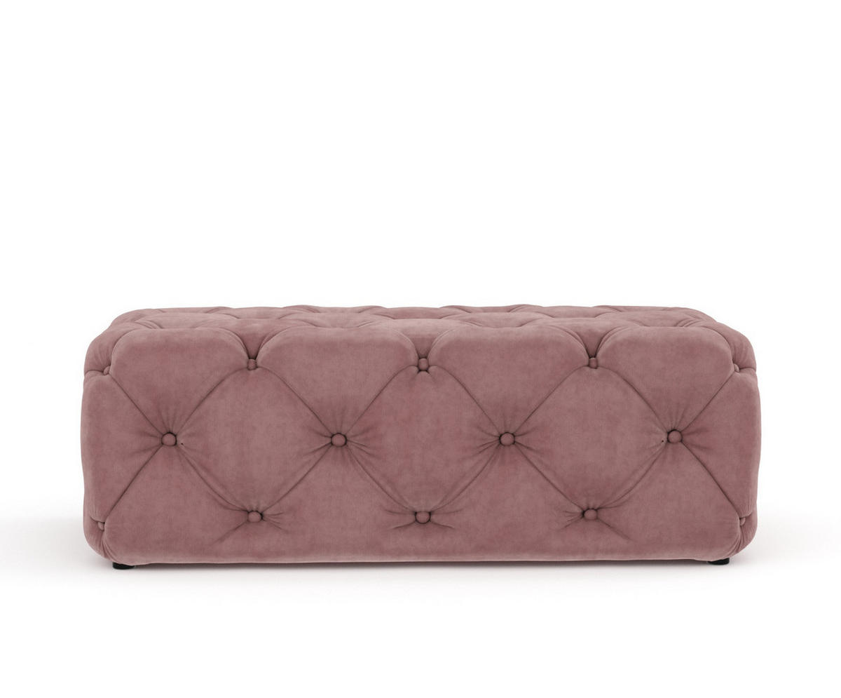 POUF Cosimo Rosa Samtstoff - Schwarz/Rosa, Holz/Holzwerkstoff (130/39/65cm) - Maison de Reve