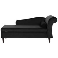 CHAISELONGUE Samtstoff schwarz rechtsseitig Luiro - Dunkelbraun/Schwarz, Textil (160/77/70cm) - Beliani