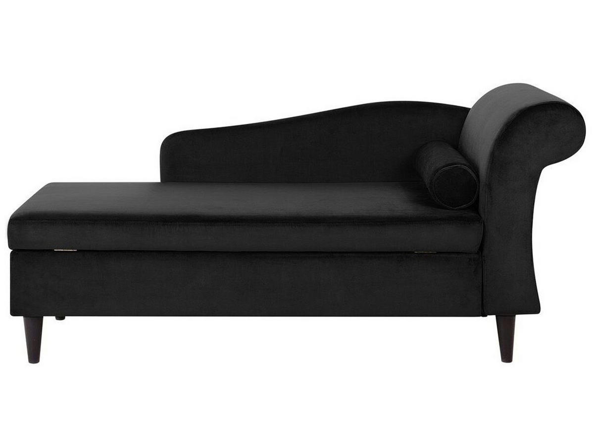 CHAISELONGUE Samtstoff schwarz rechtsseitig Luiro - Dunkelbraun/Schwarz, Textil (160/77/70cm) - Beliani