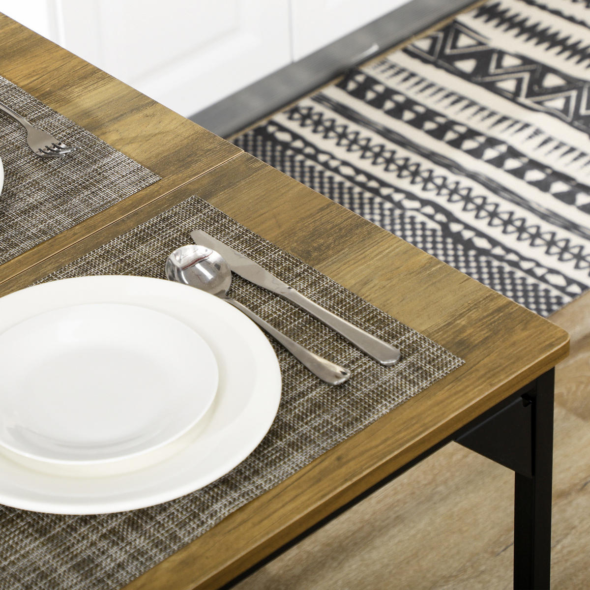 ESSGRUPPE, Spanplatte, Stahl, Naturholz - Naturfarben, Kunststoff (70/75/120cm) - HOMCOM