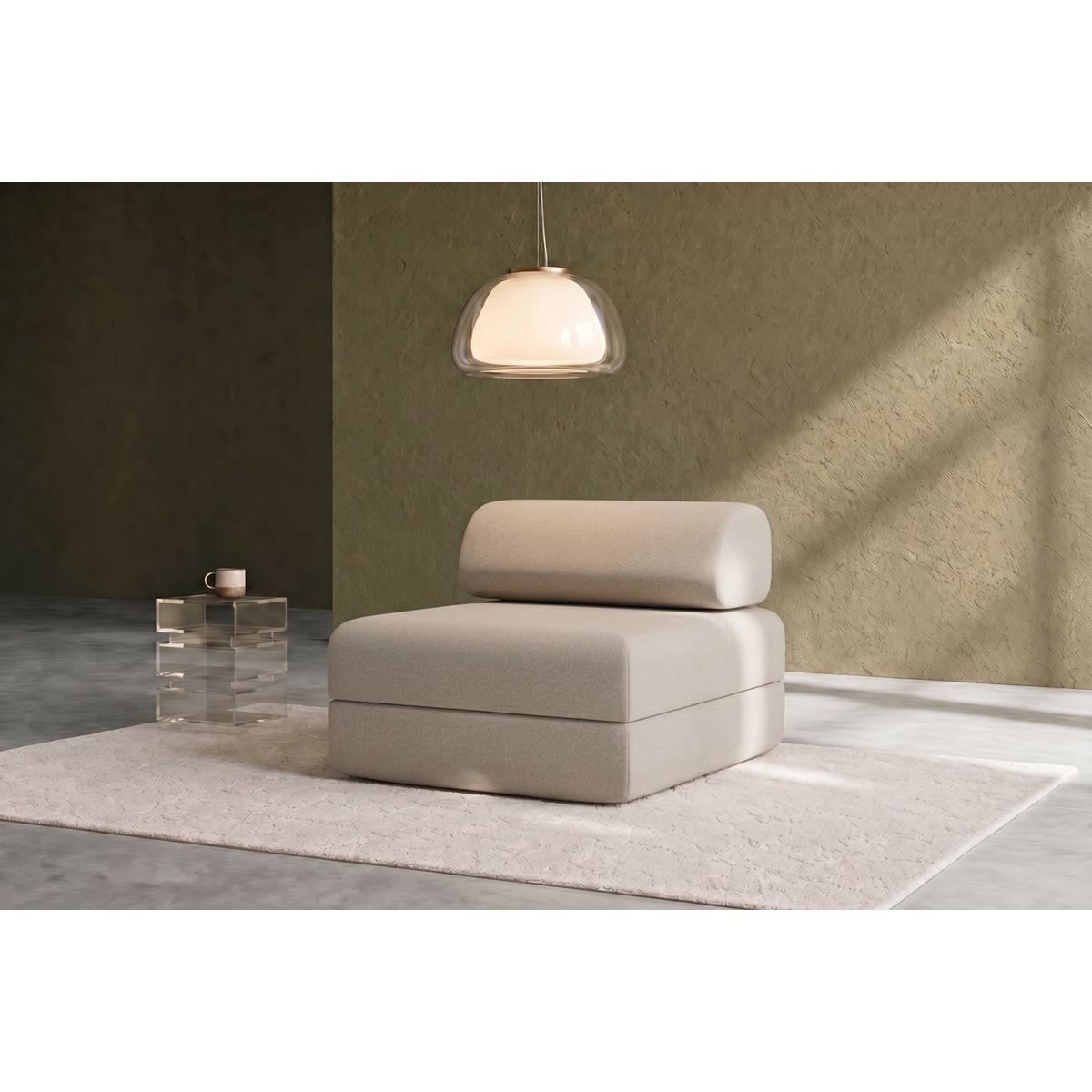 VERWANDLUNGSSESSEL mit glattem, beigefarbenem Stoff - Beige, Textil (95/70.5/95cm) - Kimo