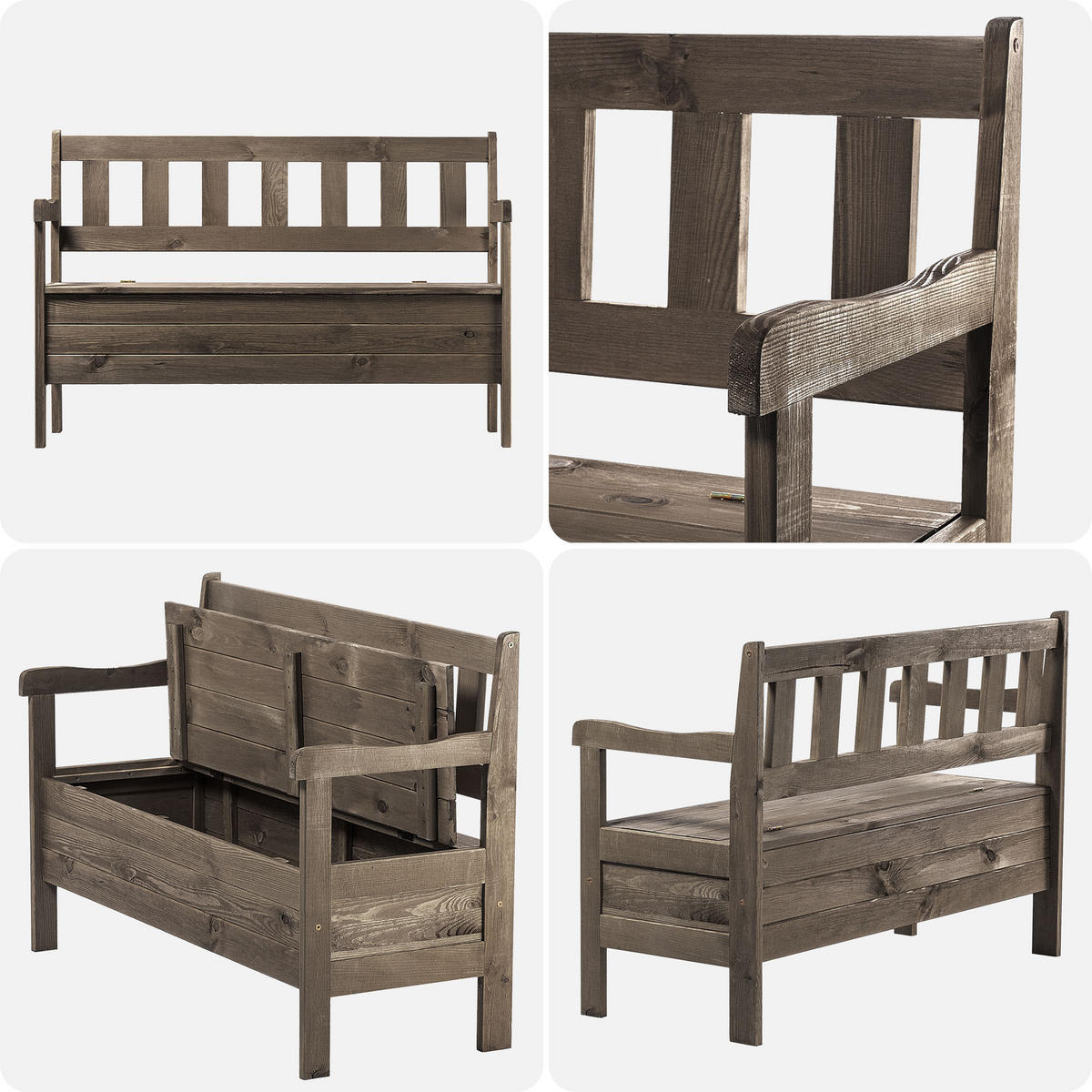 GARTENBANK mit brauner Truhe - Braun, Holz (120/47cm) - KADAX