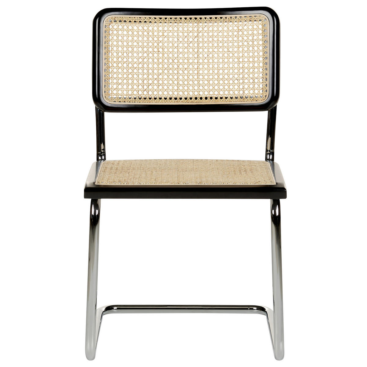 ESSZIMMERSTUHL 2er-Set Rattan natürlich/schwarz Cordova - Schwarz/Naturfarben, Naturmaterialien (49/83/50cm) - Beliani