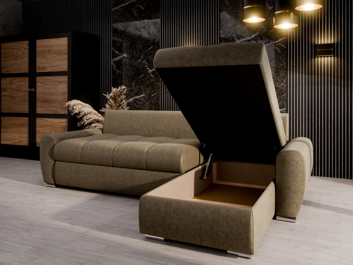 ECKSCHLAFSOFA Lunar Schlafsofa mit Bettkasten, Braun - Braun, Holz (237/166cm) - Panda Möbel