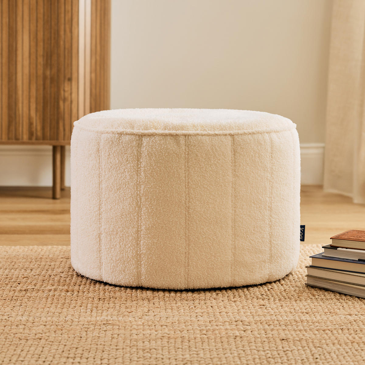 POUF aus Boucle Milano - Creme, Textil (55/35/55cm) - icon