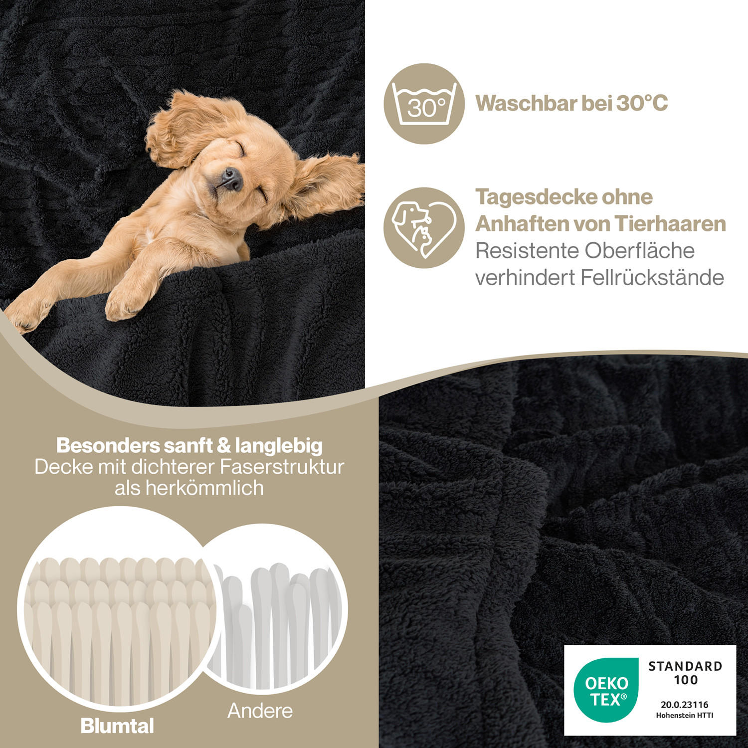 KUSCHELDECKE 230/270 cm, Schwarz - Schwarz, Textil (230/270cm) - Blumtal