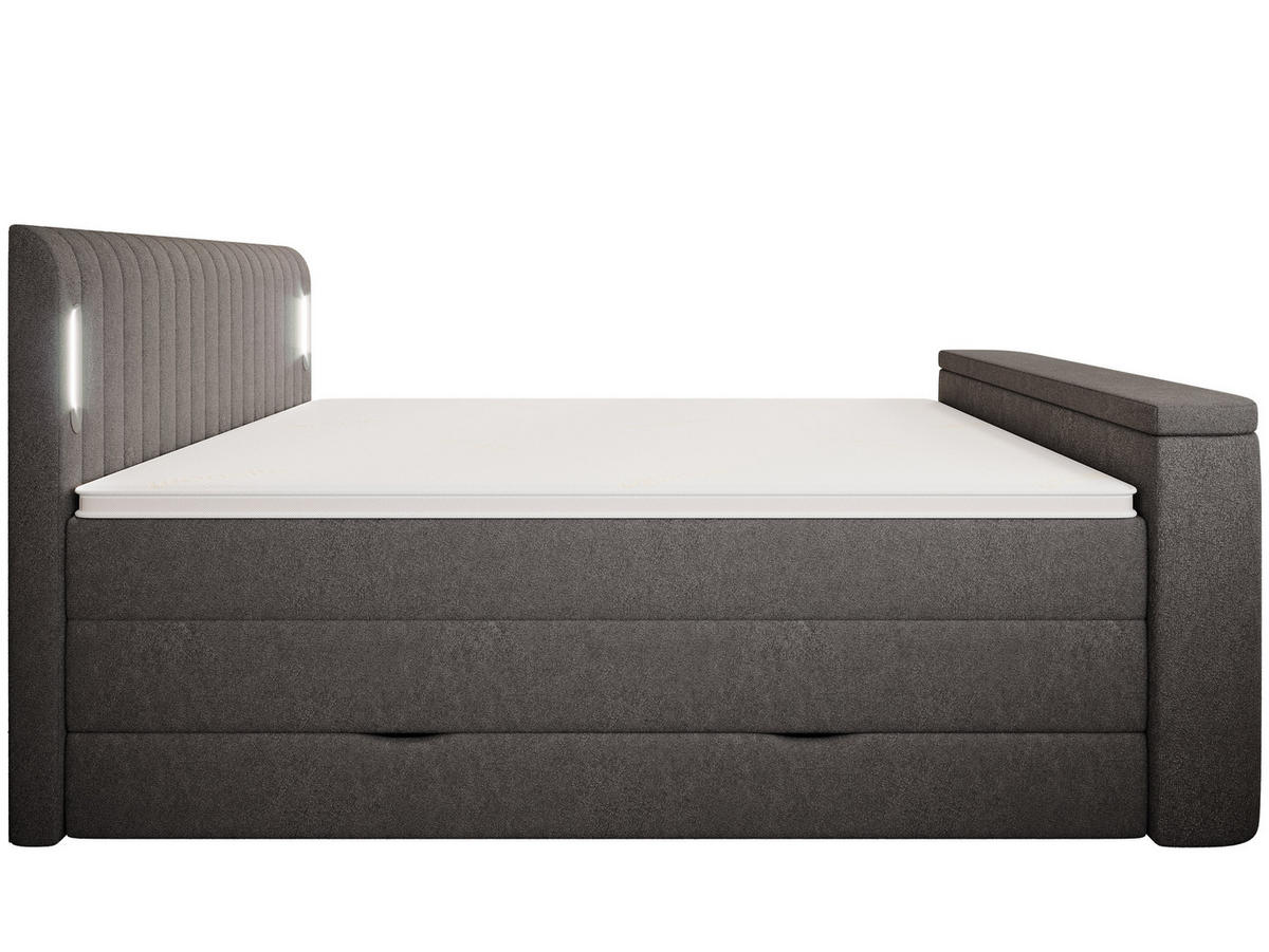 BOXSPRINGBETT FLY Webstoff Anthrazit 200/200 cm H2/H3 mit TV-Lift und Basic Topper - Anthrazit, Textil (200/200cm) - wonello