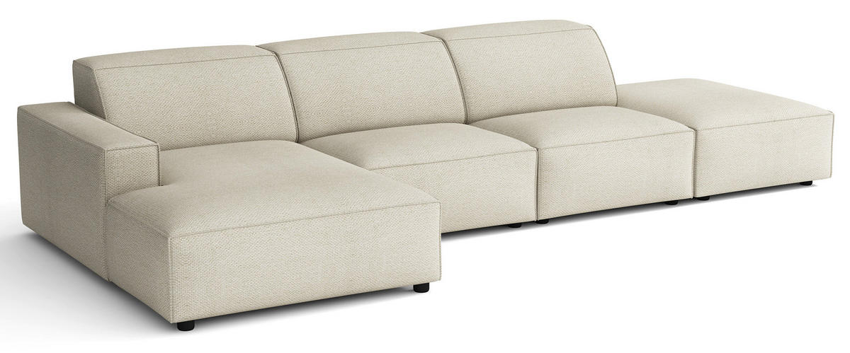 ROHOVÁ pohovka Sellmo, krémová, 344 cm - čierna/krémová, textil/plast (350/166cm) - Selsey