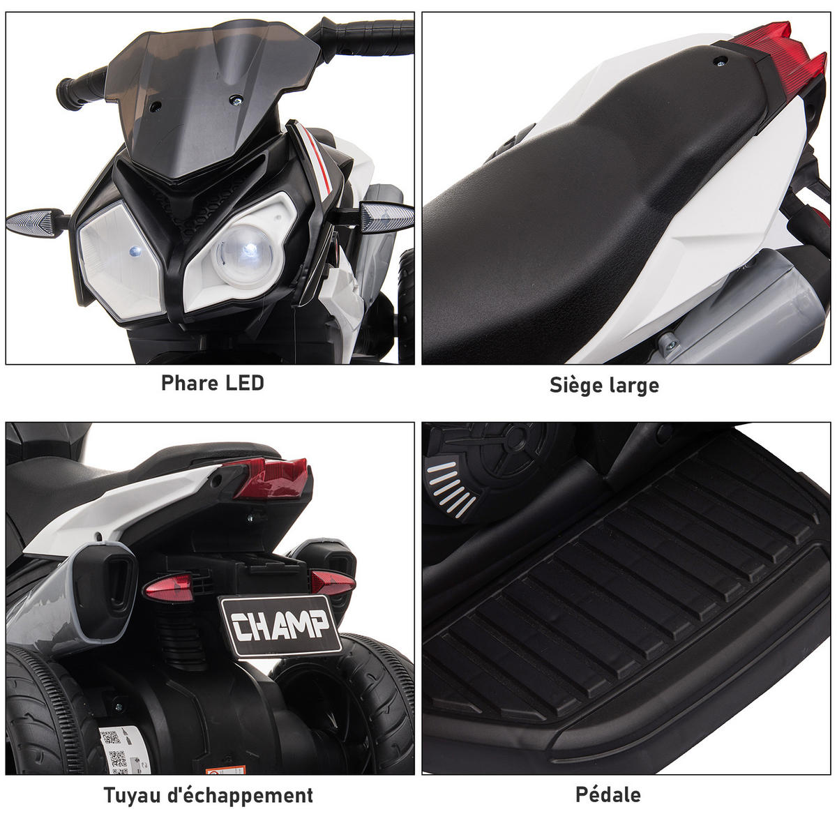 ELEKTRO-MOTORRAD DE-12984 3 Räder Schwarz/Weiß - Schwarz, Kunststoff (86/42/52cm) - ComfortXL
