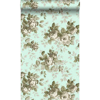 TAPETE Rosen 53 cm x 10.05 m - Grün, Papier (53/1000cm) - Origin Wallcoverings