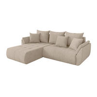ROHOVÁ SEDAČKA s funkcí spaní, otoman vlevo TOKO-L 277x194x86 béžová velur - černá/Sahara, kompozitní dřevo/textil (277/194cm) - ALTDECOR