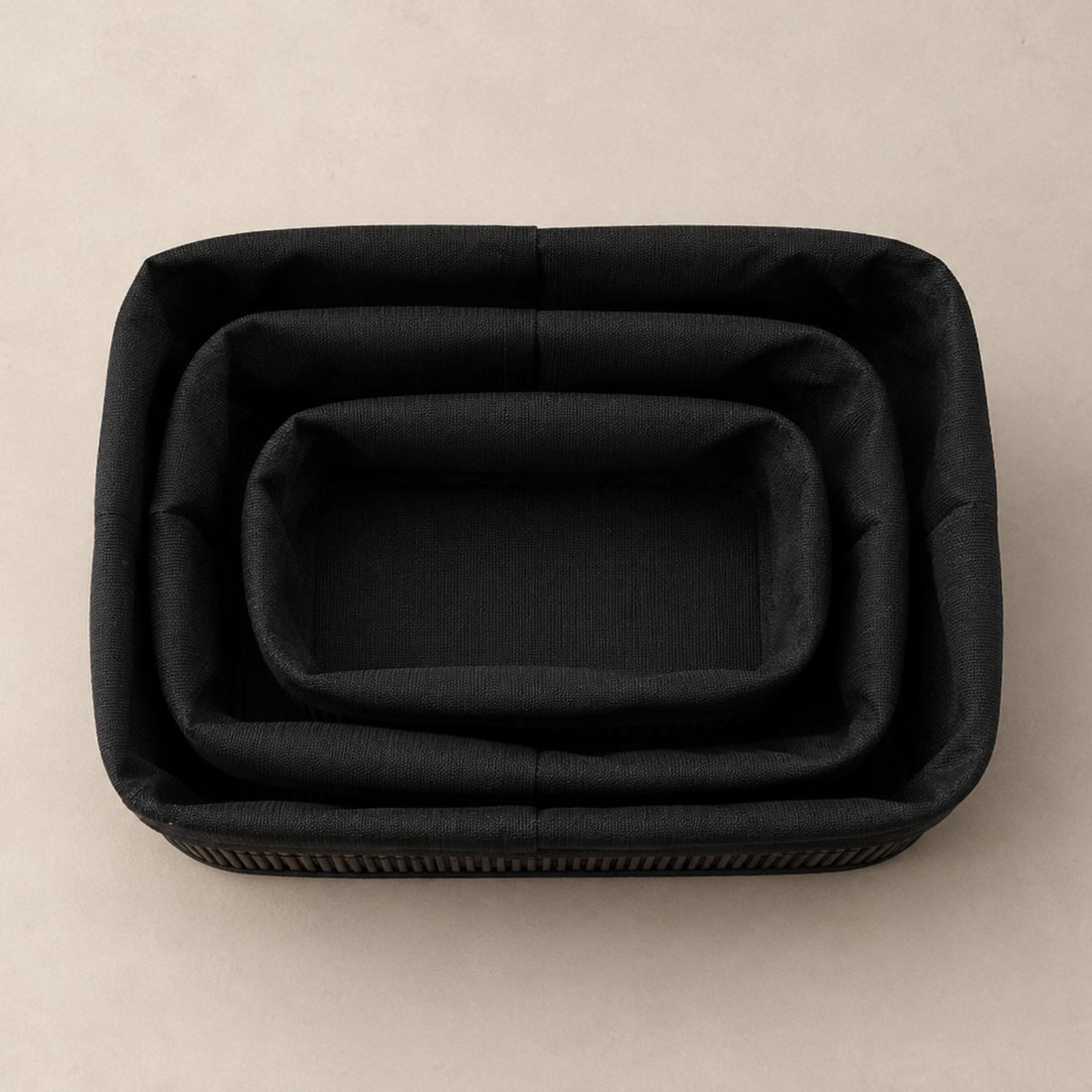 KORB 3er-Set 30/20/13 cm - Schwarz, Naturmaterialen (20/12/30cm) - BOXIMO