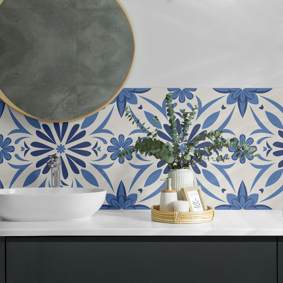 WANDPANEEL 4x 50x50 cm selbstklebend Aeloria - Pastellblau, Kunststoff (50/1.6/50cm) - Wallfluent