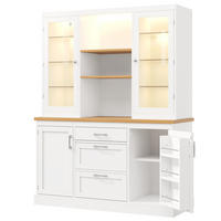 BUFFET DE-38453 140/40/185 cm mit LED-Beleuchtung und Arbeitsplatte Weiß - Weiß, Holzwerkstoff (140/185/40cm) - ComfortXL