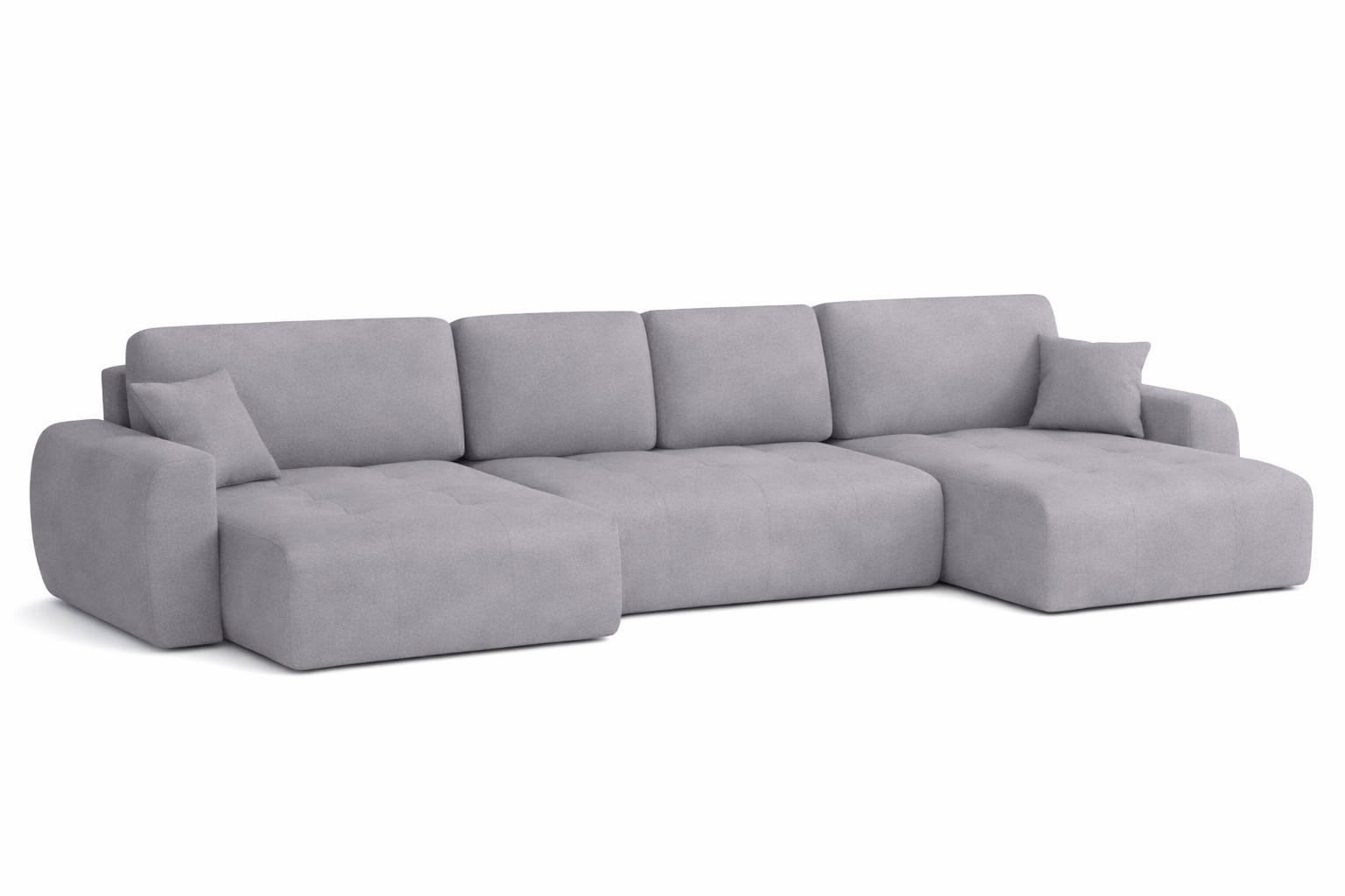 ECKSOFA Mit Schlaffunktion Und Bettkasten U-Form Ivo U, Veloursstoff Salvador, Grau - Grau, Holz (342/142cm) - Kaiser Möbel