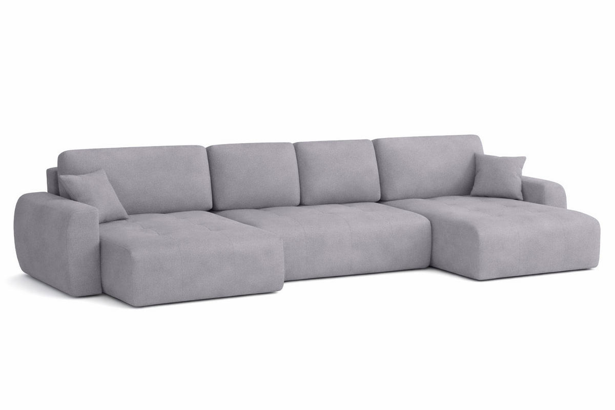 ECKSOFA Mit Schlaffunktion Und Bettkasten U-Form Ivo U, Veloursstoff Salvador, Grau - Grau, Holz (342/142cm) - Kaiser Möbel