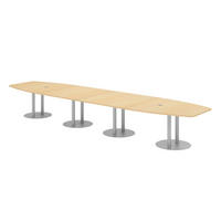 KONFERENZTISCH XXL KT52 130/520/74 cm in Ahornfarben/Säule in Silberfarben - Silberfarben/Ahornfarben, Holzwerkstoff (130/520/74cm) - bümö