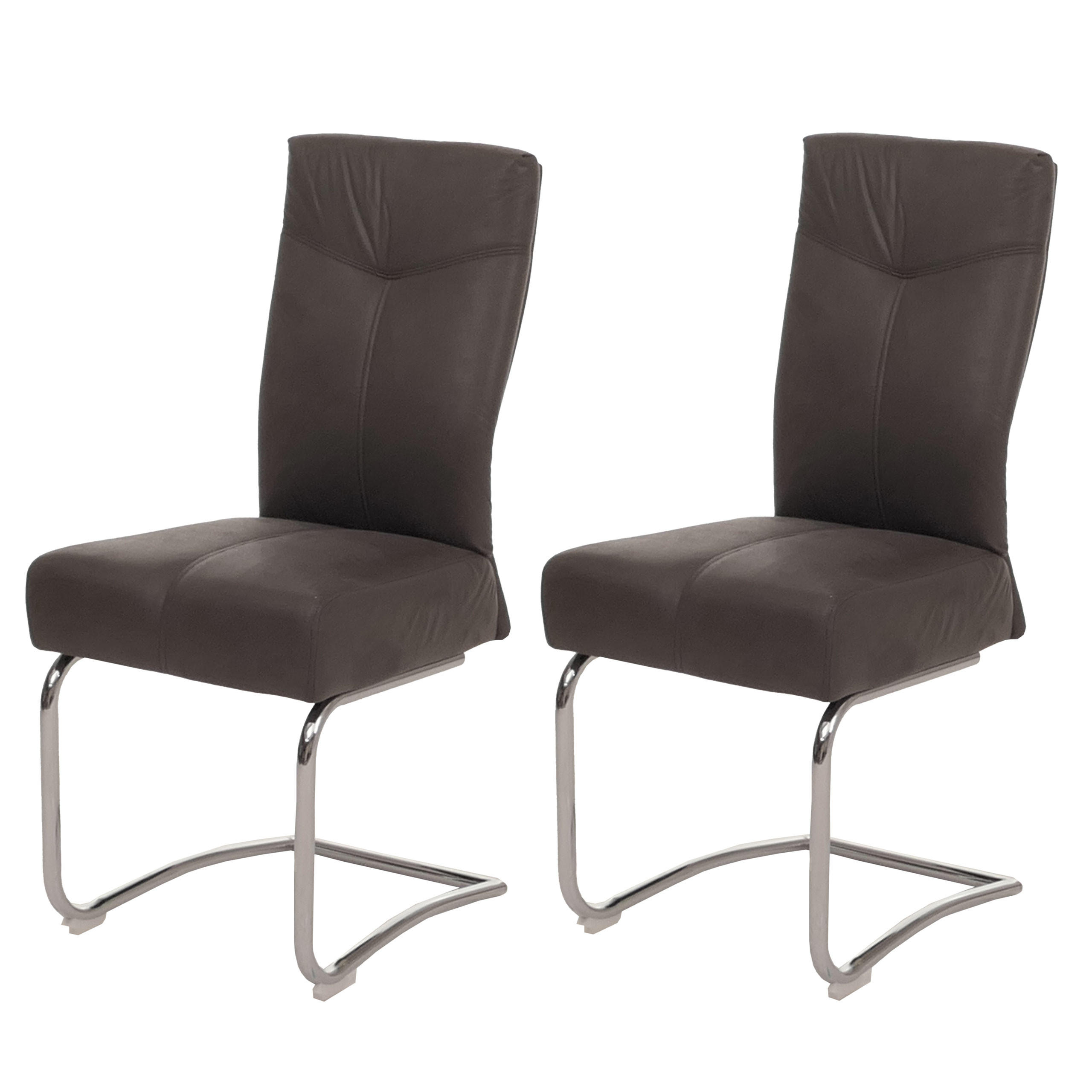 ESSZIMMERSTUHL 2er-Set gepolstert 105x46x60cm Sitzhöhe 53cm Textil Wildleder-Optik Grau - Grau, Textil (46/105/60cm) - CHEFGASTRO