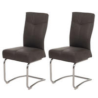 ESSZIMMERSTUHL 2er-Set gepolstert 105x46x60cm Sitzhöhe 53cm Textil Wildleder-Optik Grau - Grau, Textil (46/105/60cm) - CHEFGASTRO