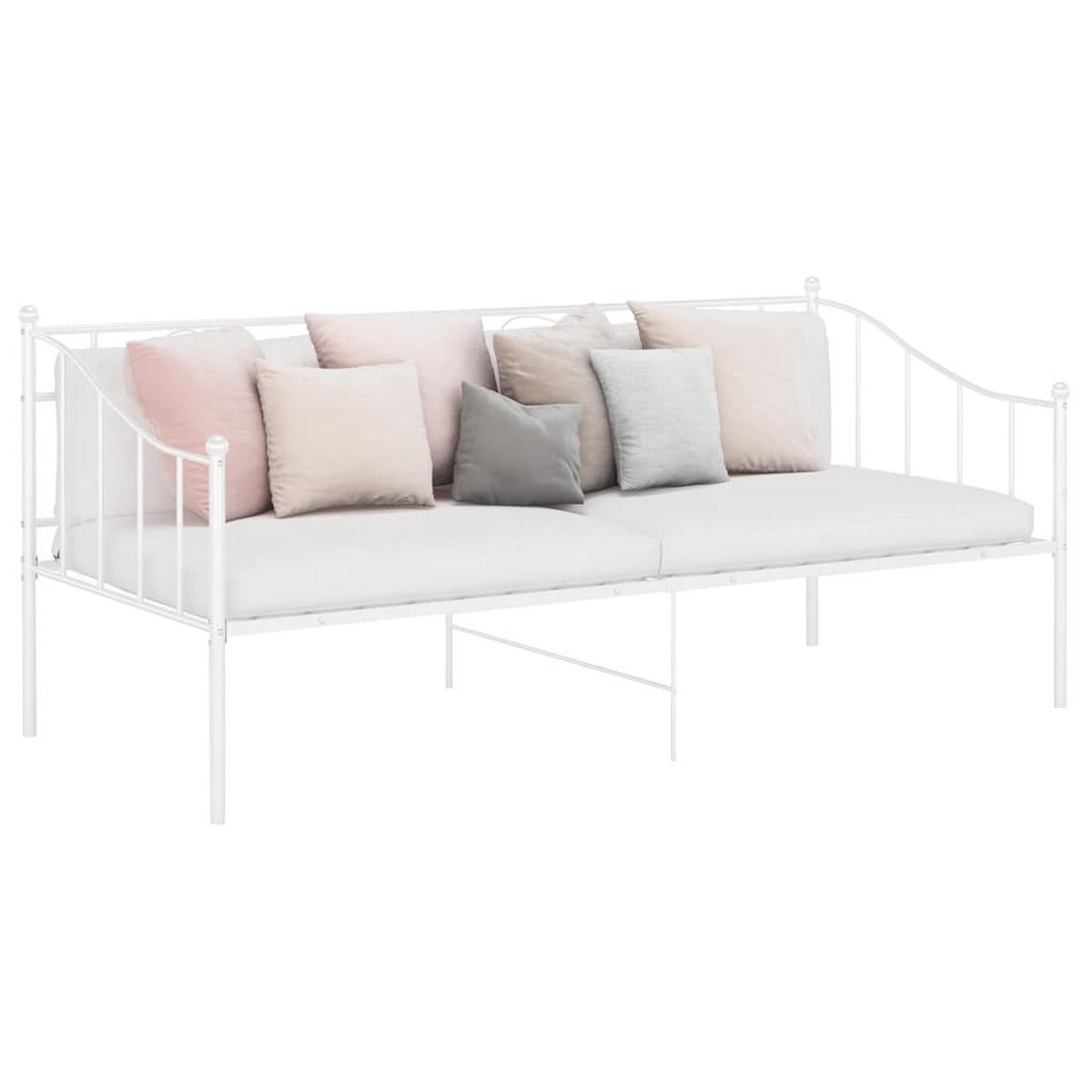 SCHLAFSOFA Bettgestell Weiss Metall 90/200 Cm - Weiß, Naturmaterialien (90/200cm) - vidaXL