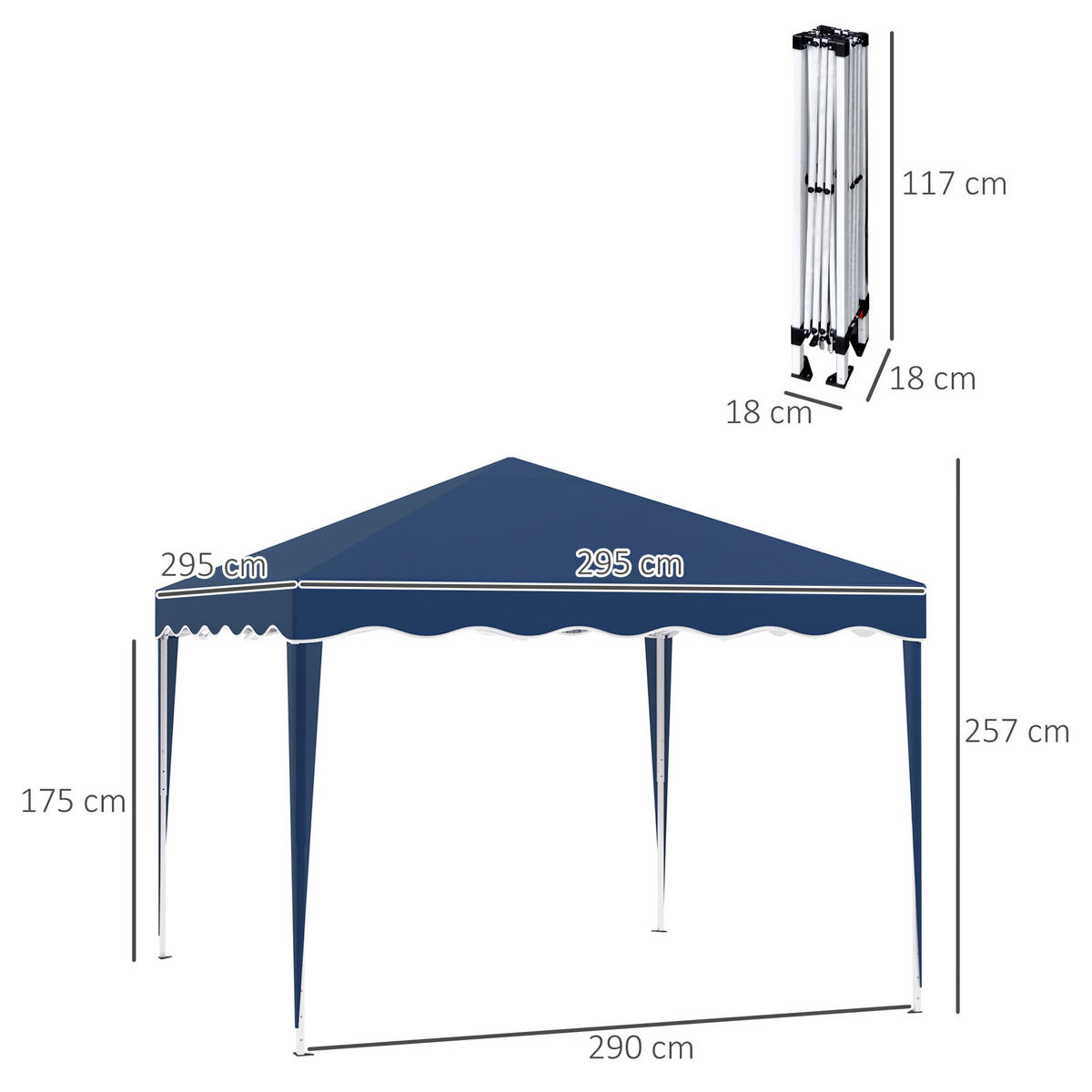 FALTPAVILLON, Braun, Stahl, Oxford-Gewebe - Blau, Metall (295/257/295cm) - Outsunny