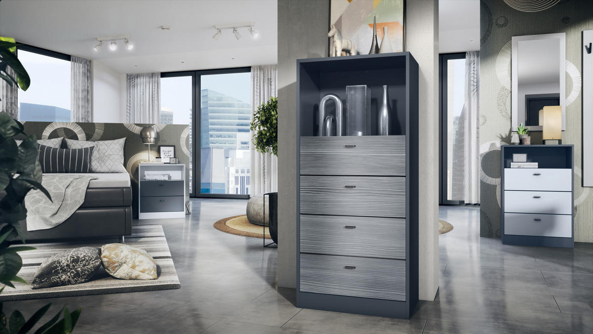 KOMMODE Pino Fronten in Avola-Anthrazit - Anthrazit, Holzwerkstoff (56/125/36cm) - Vladon
