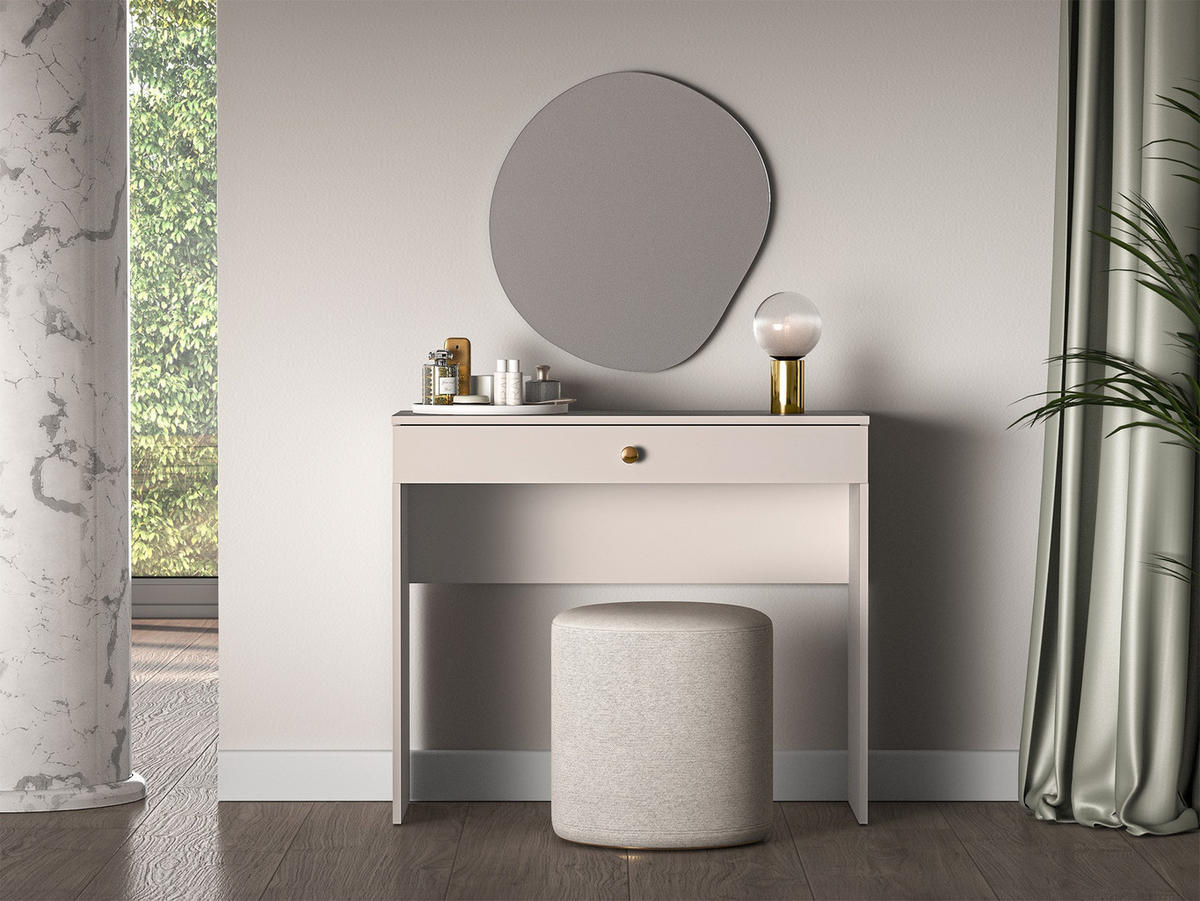 SCHMINKTISCH Selgin Greige 100 cm - Taupe/Goldfarben, Holzwerkstoff/Metall (39.7/100/79cm) - Selsey
