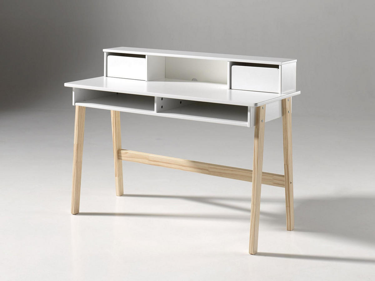 KINDERSCHREIBTISCH Karilynn 120x60x87 MDF+Massivholz Weiß - Weiß, Holzwerkstoff (116/87/160cm) - 58aufmkessel