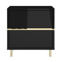 NACHTTISCH Marika, Schwarz, Gold, Hochglanz - Goldfarben/Schwarz, Holzwerkstoff/Metall (49/50.5/29.5cm) - Dancan