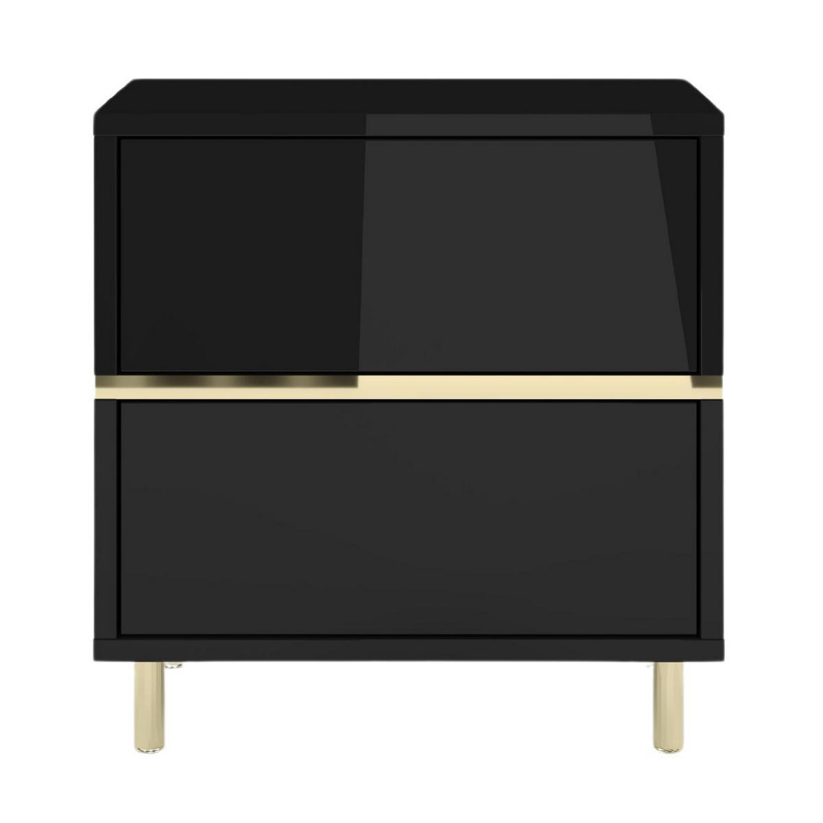 NACHTTISCH Marika, Schwarz, Gold, Hochglanz - Goldfarben/Schwarz, Holzwerkstoff/Metall (49/50.5/29.5cm) - Dancan
