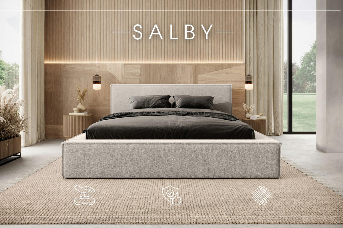POLSTERBETT mit Bettkasten Salby 180x200 cm, Beige - Beige, Textil (180/200cm) - Meblito