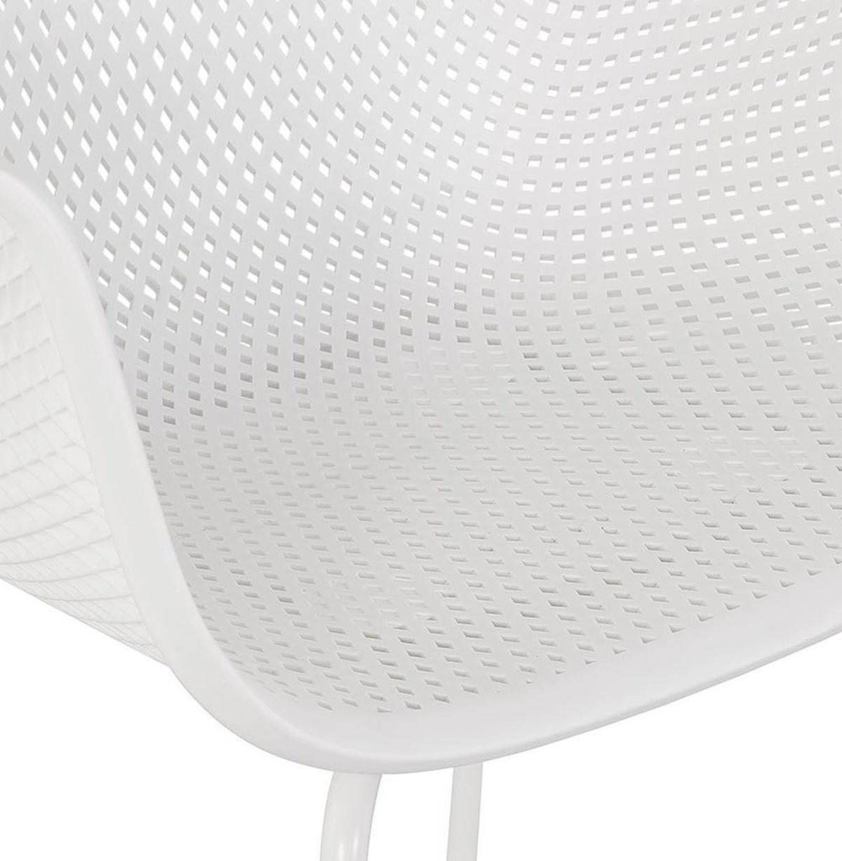 SCHALENSTUHL Polypropylen und Metall mit Perforation Modern, Weiß 59,5x54,5x81 cm - Weiß, Kunststoff/Metall (60/81/55cm) - KADIMA DESIGN