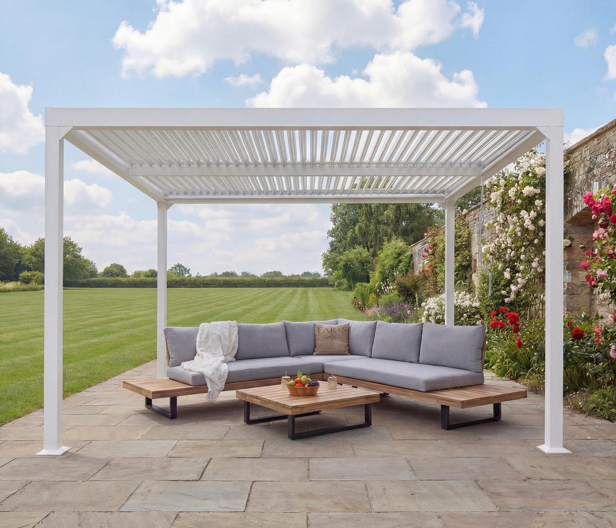 PERGOLA Weiß - Weiß, Metall (306/224/368cm) - MCW