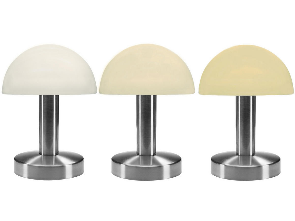 TISCHLEUCHTE Höhe 21cm, mit Touch Dimmer - Silberfarben/Weiß, Glas/Metall (16/16/21cm) - meineWunschleuchte