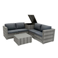LOUNGEGARNITUR MODULAR Rattan 6-teiliges Grau - Grau, Kunststoff - Jardi