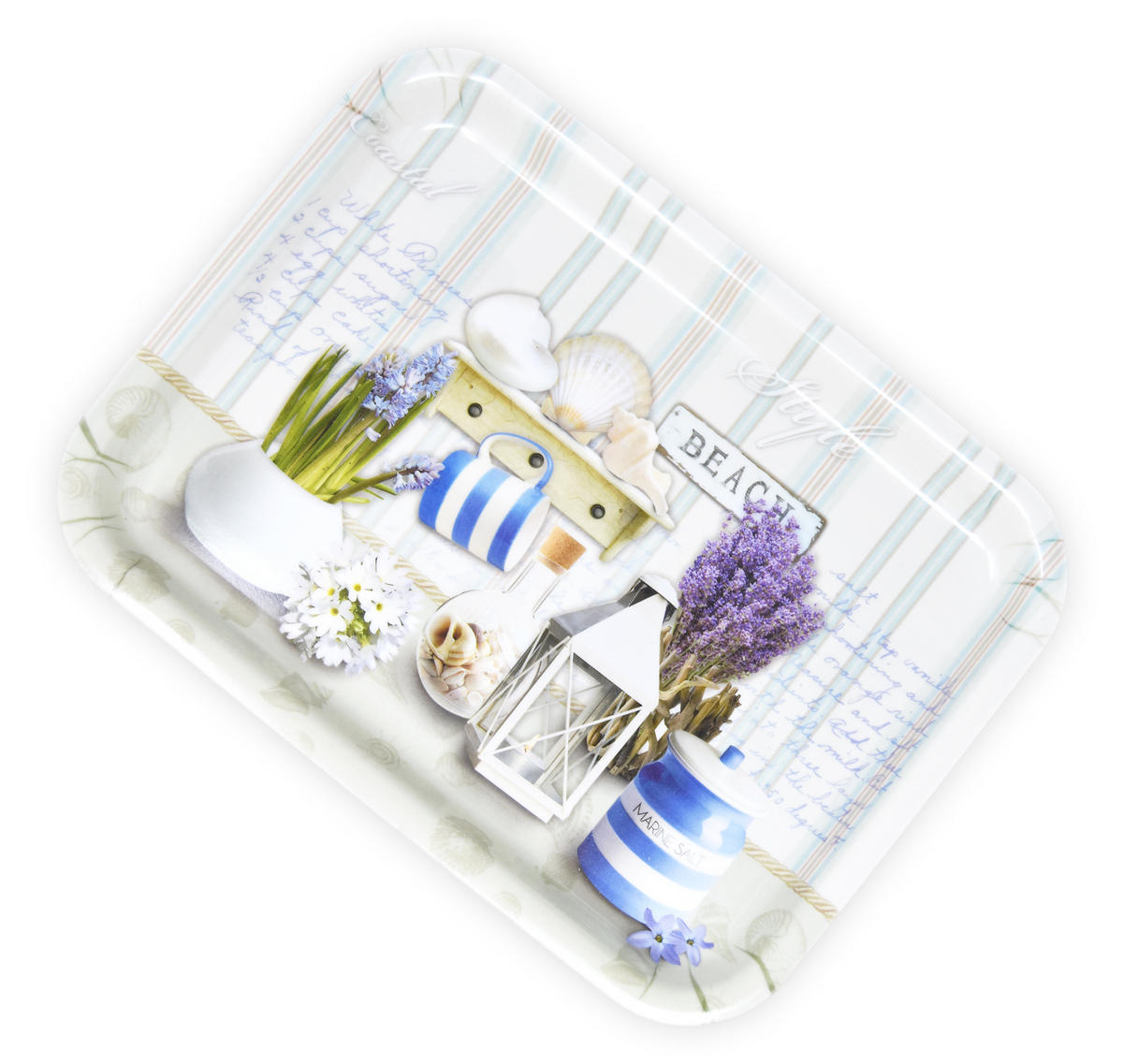TABLETT Strandoase, rechteckige Melamin Serviertablett 31x23 cm - Blau, Kunststoff (23/2/31cm) - Lashuma