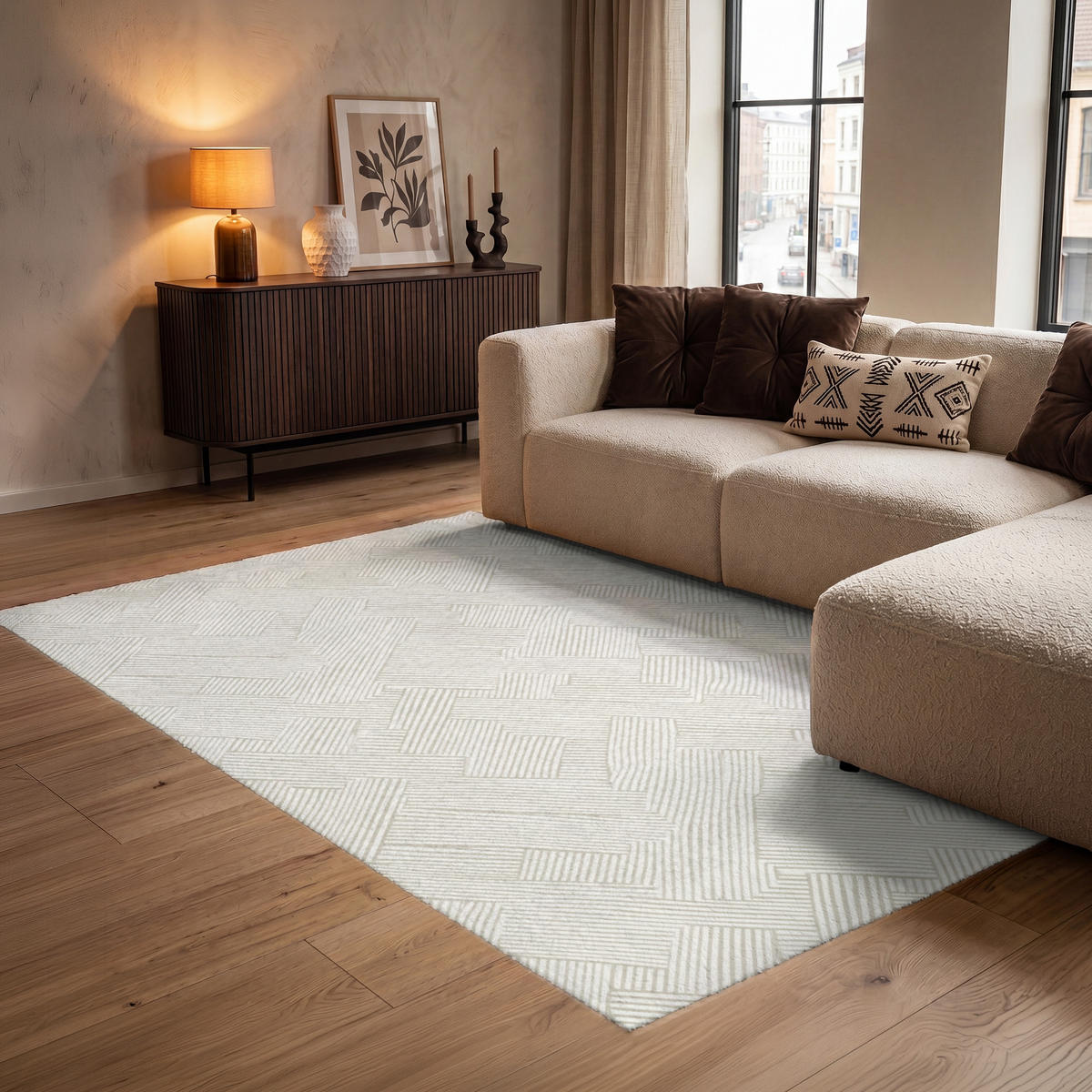 KOBERCE - Textúra - abstraktná - béžová - 140x200 cm - béžová, textil/plast (140/0.4cm) - OnlyWow