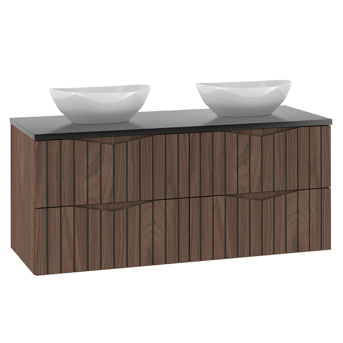 DOPPELWASCHTISCH 120.6cm Siena Holz und Schwarz - Schwarz, Holzwerkstoff (120.6/52.2/46.5cm) - Petits-meubles