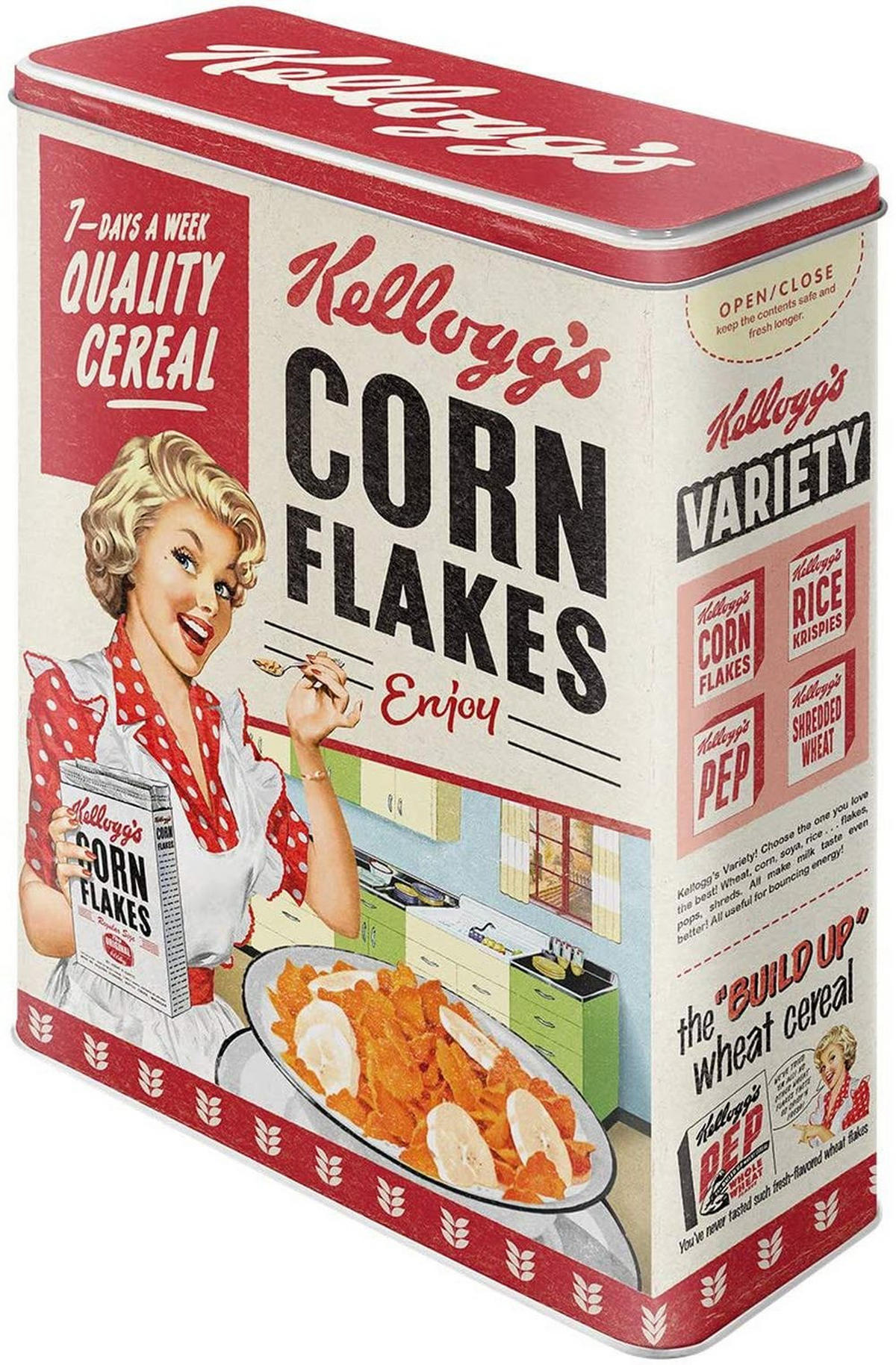 VORRATSDOSE XL Kellogg's Kellogg's Corn Flakes Quality Cereal - Multicolor, Metall (19/26/8cm) - Nostalgic-Art
